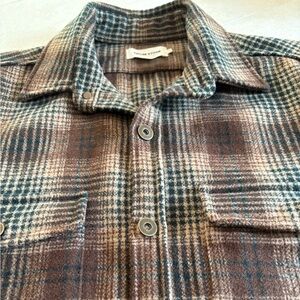 Taylor Stitch Brown and Blue Plaid Casual Button Down Shirt